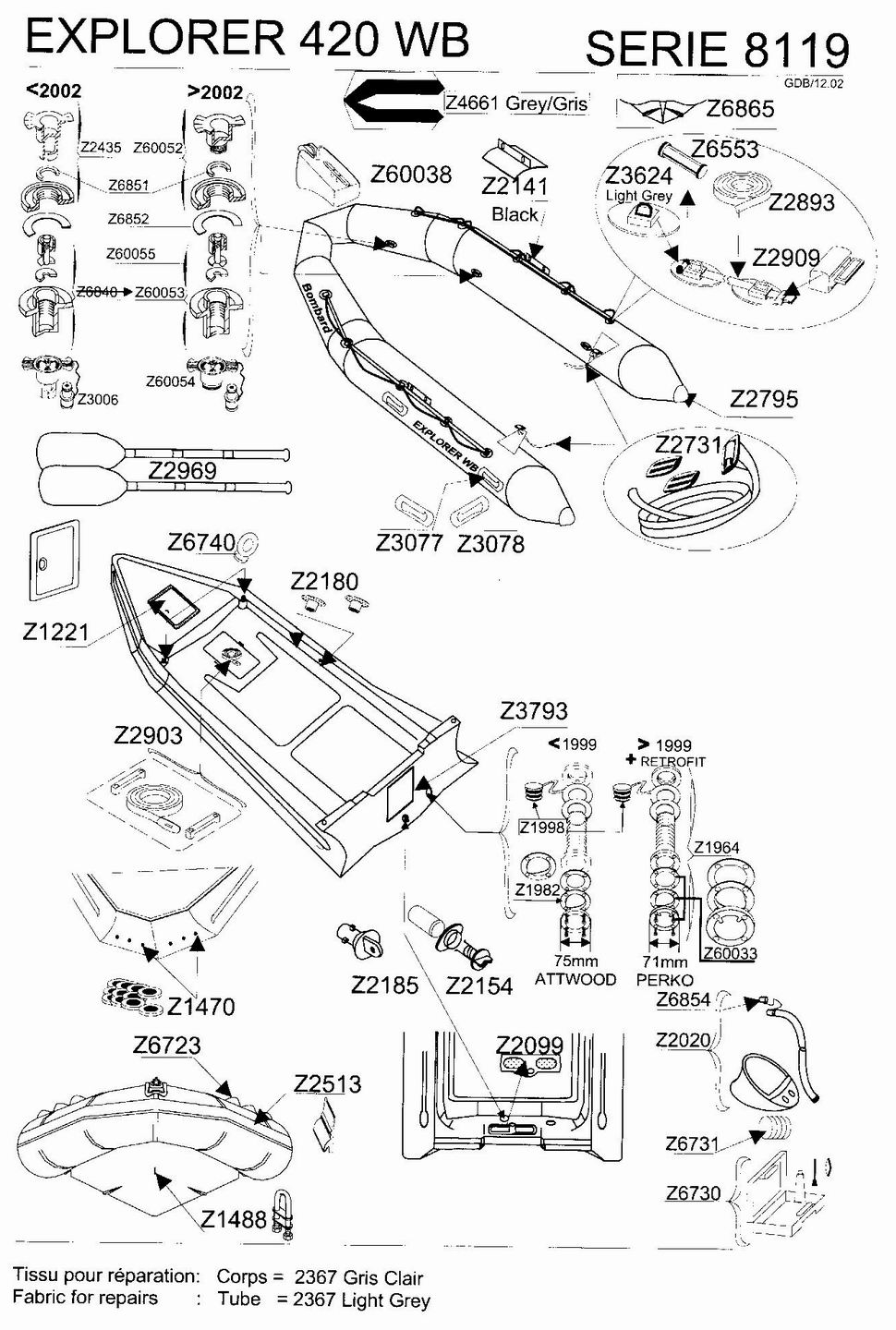 BOMBARD TECHNIQUE VUE ECLATEE EXPLORER 420 WB SERIE 8119